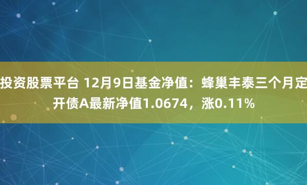 投资股票平台 12月9日基金净值：蜂巢丰泰三个月定开债A最新净值1.0674，涨0.11%