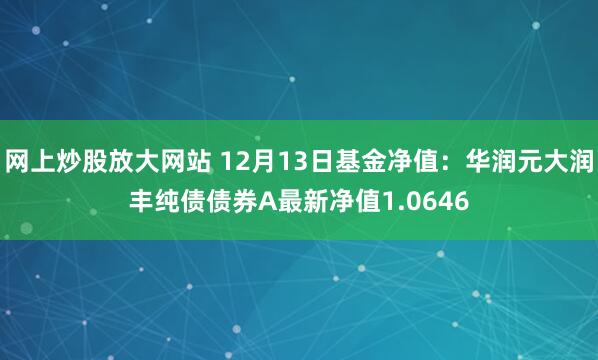 网上炒股放大网站 12月13日基金净值：华润元大润丰纯债债券A最新净值1.0646