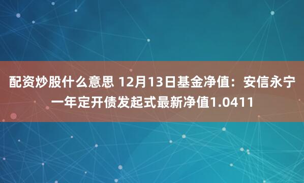 配资炒股什么意思 12月13日基金净值：安信永宁一年定开债发起式最新净值1.0411