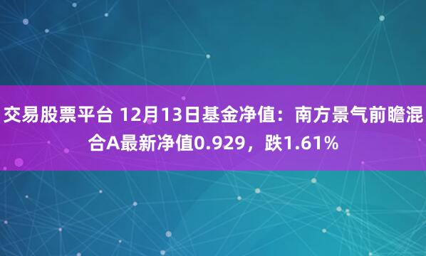 交易股票平台 12月13日基金净值：南方景气前瞻混合A最新净值0.929，跌1.61%