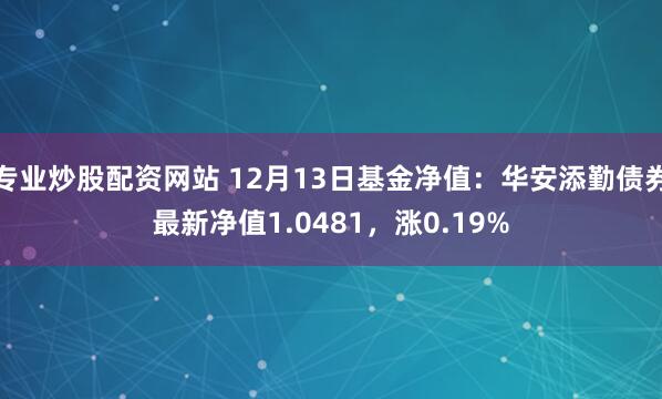 专业炒股配资网站 12月13日基金净值：华安添勤债券最新净值1.0481，涨0.19%